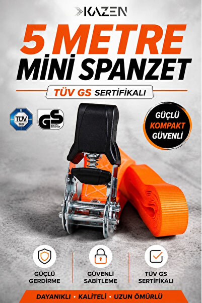 5 Metre Gırgırlı Cırcırlı Mini Spanzet Gerdirme Halatı TÜV GS sertifikalı