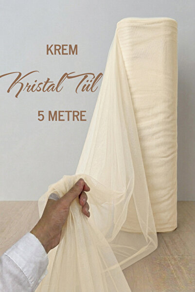 AZREN STORE Krem Süsleme Tülü 5 METRE, Bohça Tülü, Nişan Tülü, Gelin Damat Dü...