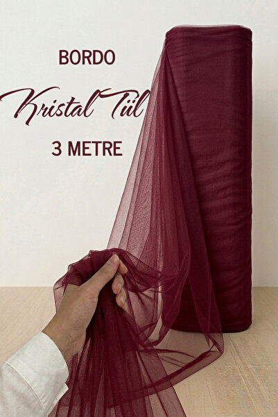 AZREN STORE Bordo Süsleme Tülü 3 METRE, Bohça Tülü, Nişan Tülü, Gelin Damat D...