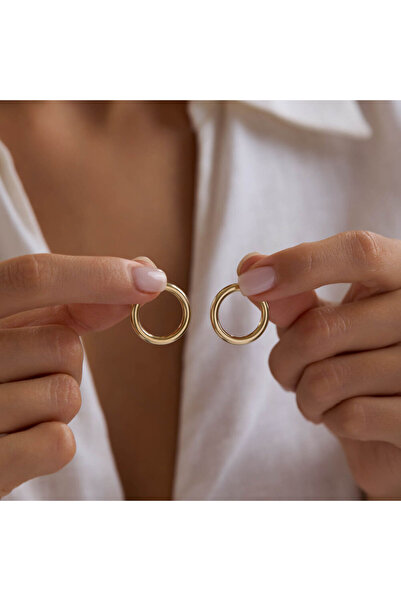 Sembol Gold 14K Altın Halka Küpe 2 mm 2.0 cm
