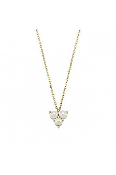 Sembol Gold 14 Ayar İncili Cemre Altın Kolye 0.5 CM