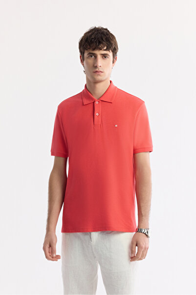 Avva Tricou pentru bărbați Coral Curlproof cu gât polo 100% bumbac Basic Regu...