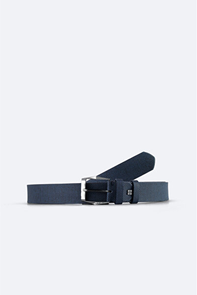 Avva Men's Navy Blue 100% Polyurethane Textured Belt A41Y9305