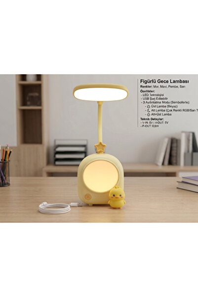 Mango Home Sarı-TV Tasarımlı Sevimli Figürlü Bebek ve Çocuk Odası Şarjlı LED ...