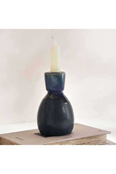 PAN HOME Pearson Ceramic Taper Candle Holder 8x8x13cm - Blue