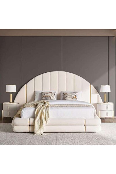 PAN HOME Serah King Bed 180x200 Cm - Beige
