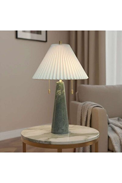 PAN HOME Megumi E27 Marble Table Lamp With Pull Switch 35.5x56cm - Green