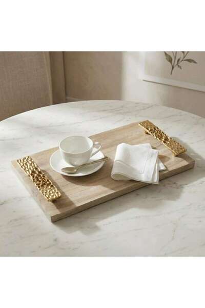 PAN HOME Mizan Metal Rectangle Tray 47x25x5cm - Gold