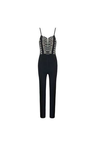 NO BRAND Salopetă bandage elegantă - Negru, XS