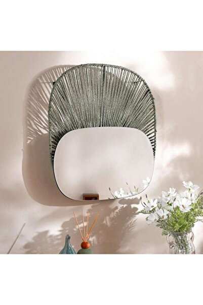 PAN HOME Mio Paper Rope Decorative Wall Mirror 60x6x57cm - Green