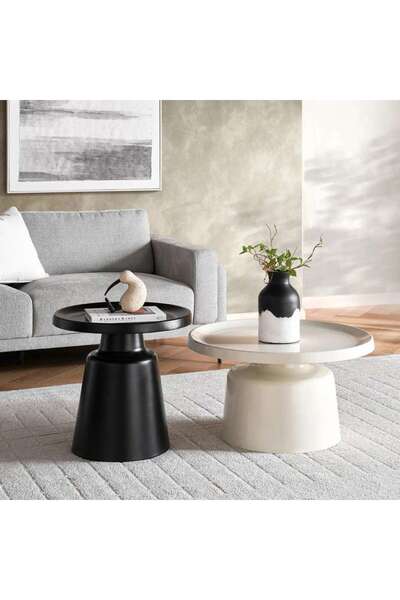 PAN HOME KOTO SET OF 2 COFFEE TABLE BLACK & WHITE
