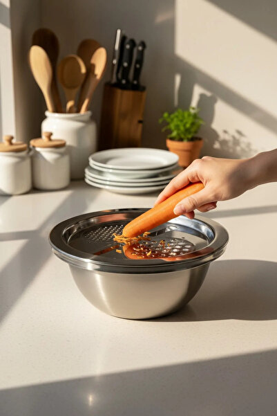 Bereketli Store Steel Grater with Bowl 24 cm Durable Kitchen Grater, Practica...