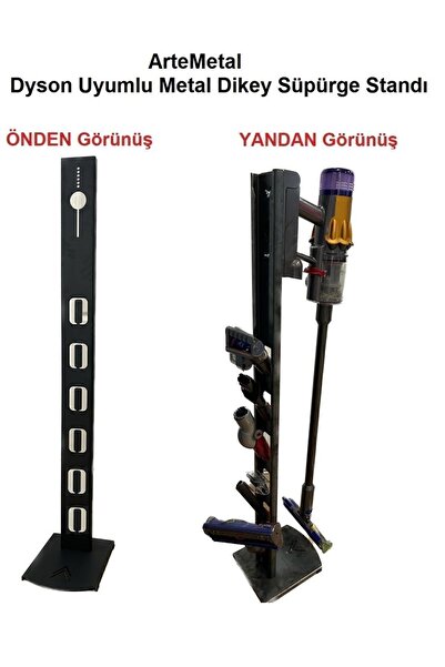 ARTE METAL Dyson Uyumlu Metal Dikey Süpürge Standı Dyson Uyumlu Dikey Süpürge Standı Antrasit Renk Dyson V15 - Gen5 Detect - V11 - V10 - V8 Modellere Uyumlu
