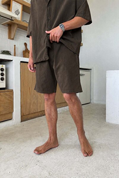 Flaw Wear Elastic Waist Linen Shorts