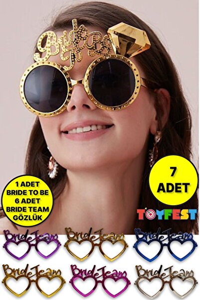 TOYFEST 1 قطعة نظارات العروس الذهبية اللون + 6 قطعة نظارات وصيفة العروس الملو...