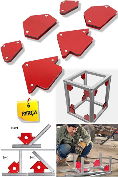 TOYFEST Mıknatıslı Manyetik Gönye Kaynak Tutucu 6'lı Set Kaynak Gönyesi Çok A...
