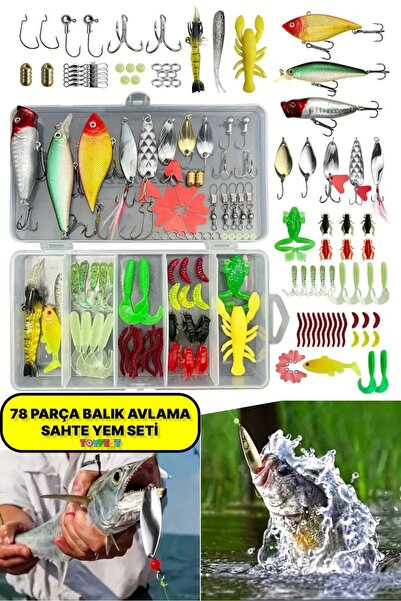 TOYFEST Yapay Olta Yemleri Ve Balık Tutma Aksesuarı Seti 78 Parça - DİKKAT OL...