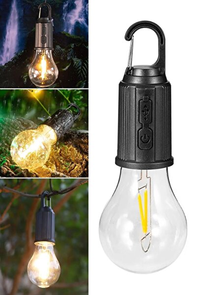 Buffer ® Şarj Olabilen 3 Farklı Mod LED'li Kendiliğinden Asma Kancalı Kamp,Dı...