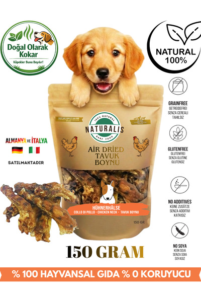 Tavuk Boyun 150 Gr Köpek Ödül Maması %100 Doğal Çiğnemelik AirDried Kurutulmuş Tavuk Boyunu