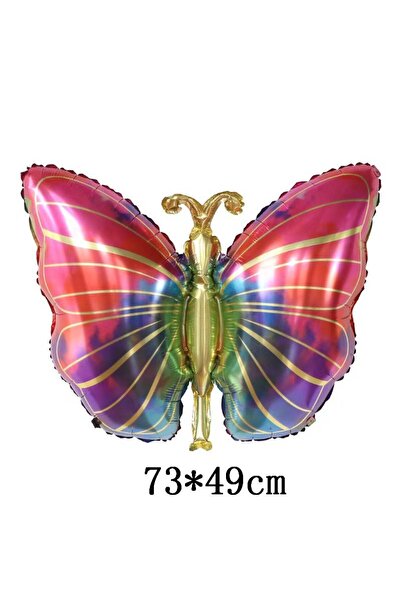 partidolu Multi Renk 73 x 49 cm Şekilli Süper Shape Kelebek Folyo Balon 1 Adet