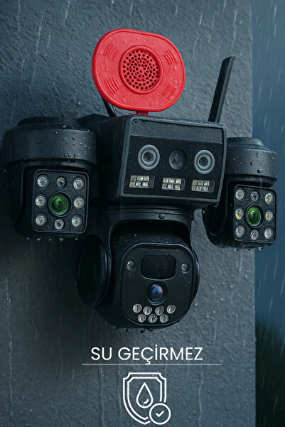 O-KAM OK8090 4G Simkartlı Solar 3 Lens 9MP Siren + Mikrofon + Hoparlör+ Yapay Zeka Güneş Panelli PTZ Kamera