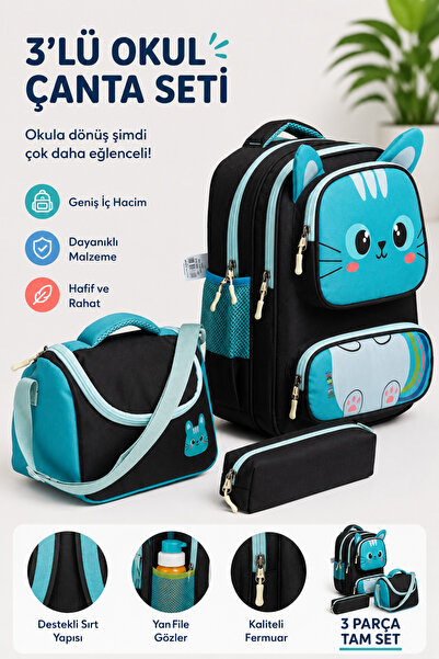 MİECZ BAGS Sevimli Karekter Tasarımlı Çok Cepli Anaokulu & İlkokul Kız Erkek ...