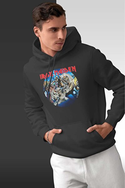 buzagi tasarım ürünleri سترة Iron Maiden ذات القلنسوة كبيرة الحجم للجنسين