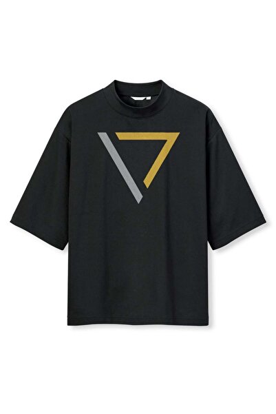 buzagi tasarım ürünleri Daft Punk Digital Print Oversize Black Unisex T-Shirt