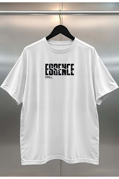 buzagi tasarım ürünleri Organic Cotton Digital Printed Oversize White T-Shirt