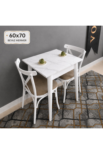 VOGUE TASARIM VE AKSESUAR 60x70 Küçük Mutfak Masası – Şık & Dayanıklı beyaz m...