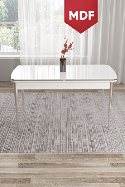 Canisa Pale Serisi MDF 80x132 Açılabilir Beyaz Mutfak Masası