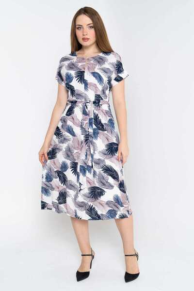 Nichii Short Sleeve Printed Midi Dress