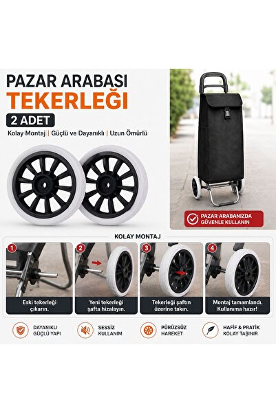Eve Tekstil Çok Amaçlı Lüks Ses Yapmaz Pazar Arabası Tekerliği 17 Cm