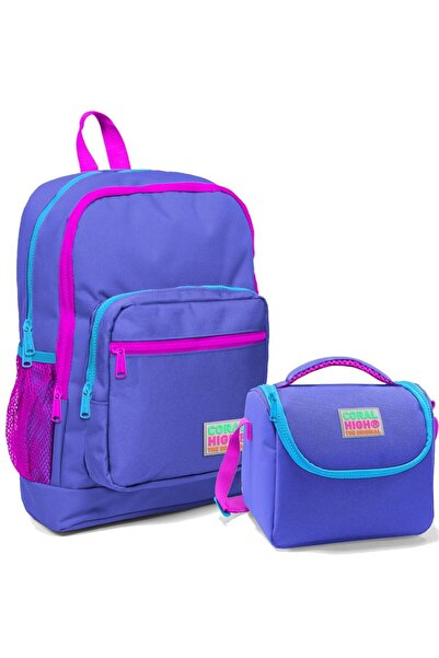 Coral High Set rucsac și cutie de prânz pentru școală primară pentru fete violet