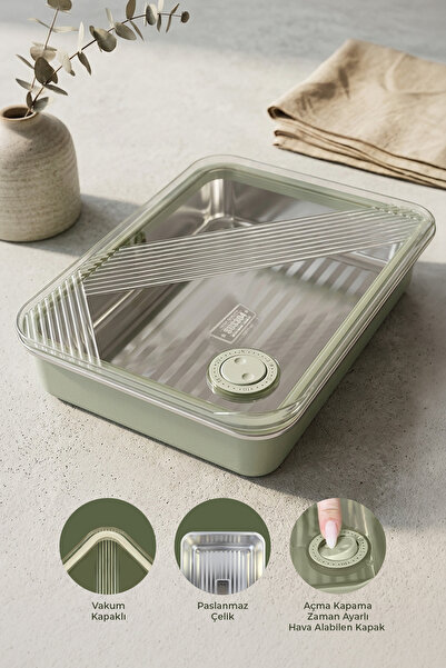 Kitchen Life Stainless Steel Vacuum Storage Container, Oven and Cake Containe...