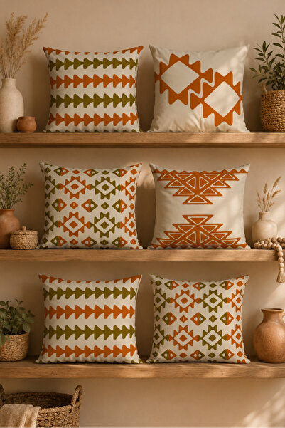 Belle Benoit 6-Piece Tile Design Double Sided Printed, Decorative, Sofa Pillo...