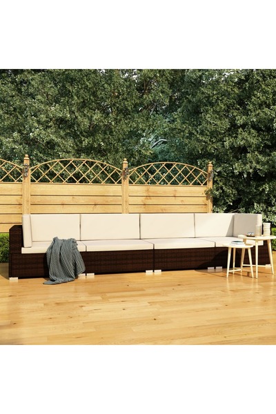 Concept Set canapele de grădină cu perne, 4 piese, maro, poliratan
