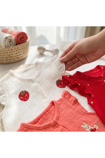 ALTINTAŞ BABY 3-Piece Baby Girl Muslin Jumpsuit Set