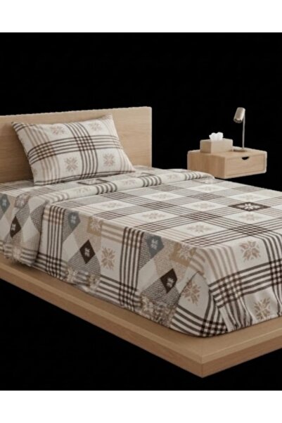 Ercahome tekstil Ranforce Fabric Pillowed Elastic Bed Sheet Set/ 100 X 200 Plaid