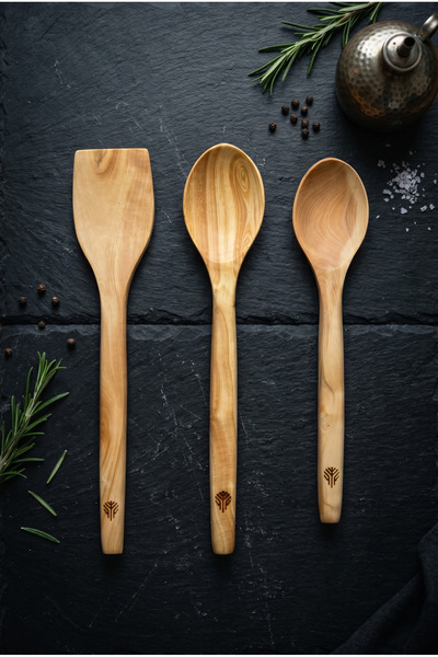 Handcraft Handmade Boxwood 3 Piece Highly Durable (Water-Resistant) Wooden Spoon Boxwood Spoon Set