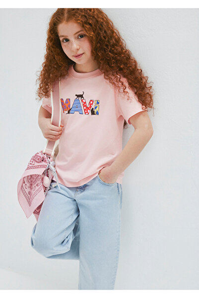 Mavi Logo Printed Pink T-Shirt Loose Fit / Relaxed Comfortable Cut 7610426-71007