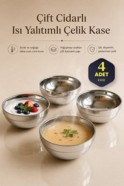 KHAKMA Double-Walled Heat Insulated Stainless Steel Bowl – with Hot & Cold Re...