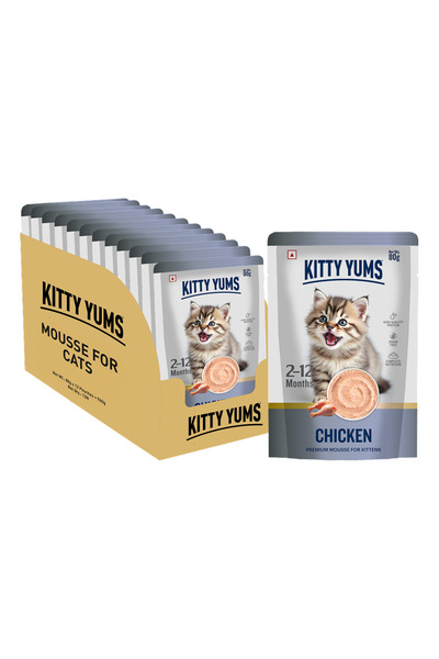 Kitty Yums موس الدجاج للقطط الصغيرة (80 جرام × 24) |   غني بالبروتين، يعزز ال...