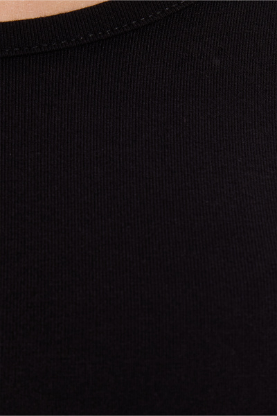 Tudors Kadın Slim Fit Dar Kesim Uzun Kollu Viskon Siyah Bluz