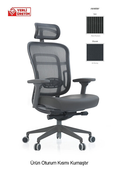 Ivo Office Passion Çalışma | Oyuncu | Ofis | Yönetici | Makam Koltuğu Gri Kumaş