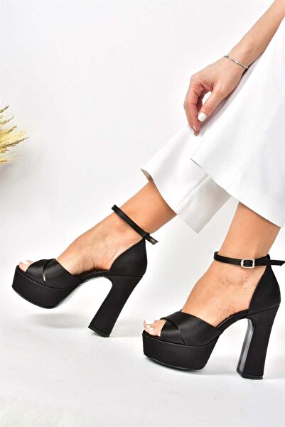 Fox Shoes Pantofi de seară cu platformă din material negru/negru și toc gros ...
