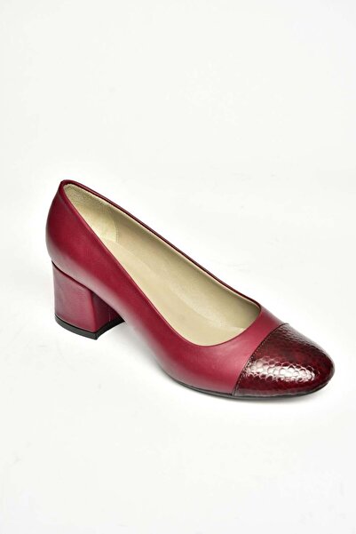 Fox Shoes T908002203 Pantofi de damă din piele naturală bordeaux cu toc gros