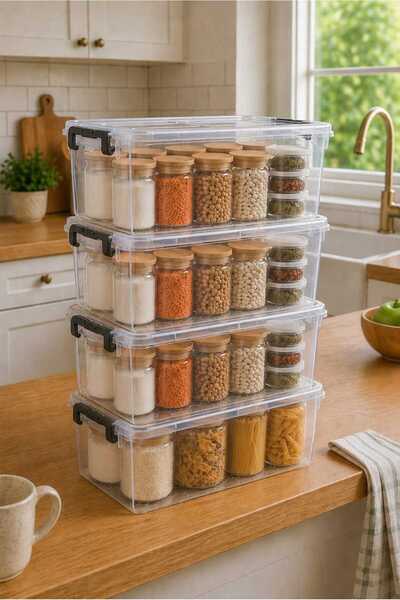 zemihra Horizontal Storage and Food Container with Plastic Lockable Lid 10 Liter Storage Container 4 Pieces