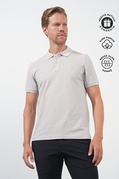 İmza Stone Polo Collar Pique Short Sleeve Slim Fit Cotton T-Shirt 1011260170