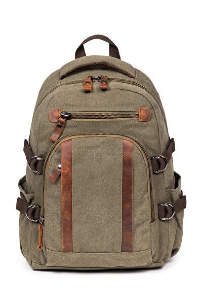 Necati Çanta Canvas Fabric Waterproof Backpack with 14 Inch Laptop Compartment